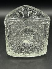 Vintage Avon Clear Glass Collection Heavy Embossed Triangle Vase Candle Holder 