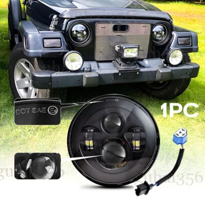 Faro LED redondo de 7" pulgadas haz alto/bajo para Jeep Wrangler LJ CJ TJ JK JKU 1997-18 Foto 1 de 4