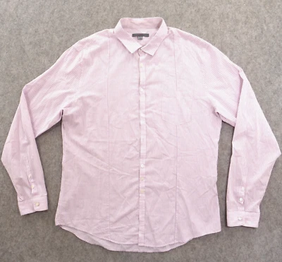 Camisa John Varvatos Para Hombre Grande Rosa Abotonada Rayas Manga Larga Informal Foto 1 de 4