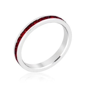 18K W GOLD EP RUBY ROUND ETERNITY RING size 5 - 10 you choose - Picture 1 of 1