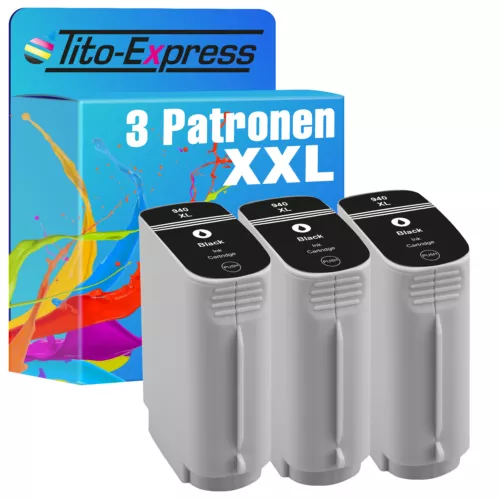 3 Patronen XXL Black mit Chip für HP 940 XL 8500 8000 Wireless 8500 A Premium