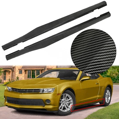 Side Skirts Extension Lip Carbon Look Fits 2010-2015 Chevy Camaro LT LS Style - Imagem 1 de 4