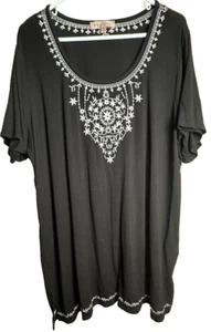 Philosophy Damen Plus schwarzes Stricktop weiß Stickerei Mieder und Saum 2X - Bild 1 von 6