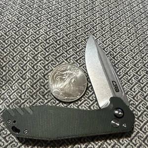 CJRB Riff Button Folding Knife 3.5" AR-RPM9 Steel Blade Green Micarta J1928 - Picture 1 of 10