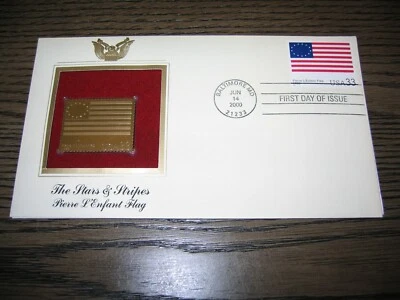 2000 The Stars Stripes Pierre L'Enfant Flag Gold Golden Replica Cover FDC STAMP - Image 1 of 3