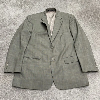 Haspel Wool Silk Suit Blazer Jacket Mens 42R Gray Plaid Single Vented Lined Work - Image 1 of 4