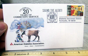 Vintage USA stamp cover envelope, Diabetes Awareness, Fairbanks Alaska 2001 - Picture 1 of 3