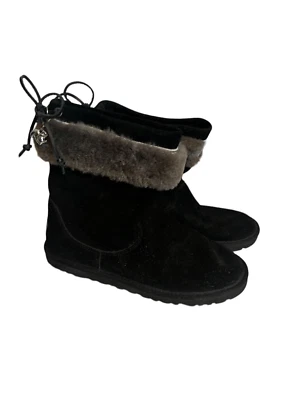 Ugg Girls K Pollie Black Suede Boot Size 4- note: FAIR damaged condition - never - Image 1 of 4