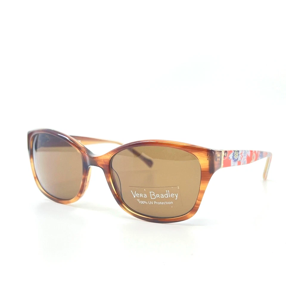 Vera Bradley Maria Coral Floral Sunglasses Multicolor Brown frames brown Lenses - Image 1 of 4