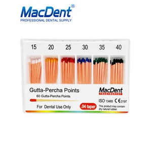 MacDent Endo Dental Endodontics Gutta Percha Points 0.04 Size 15-40 60Pcs - Picture 1 of 2