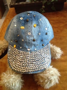 Angela & William Nieten Denim Mütze Glitzer Glitzer Baseball Stil: 1884 Einheitsgröße Baumwolle - Bild 1 von 12