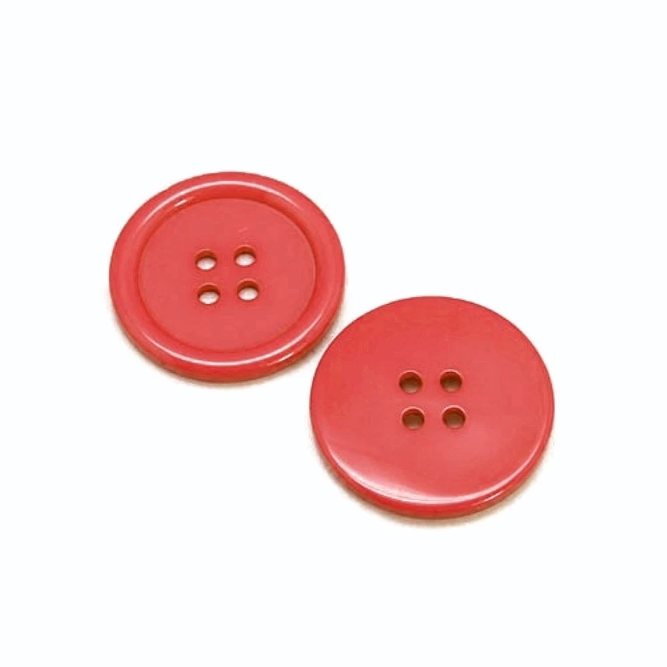 Resin Buttons Red Round 20mm 4-Hole Pack Of 20 - Image 1 of 1