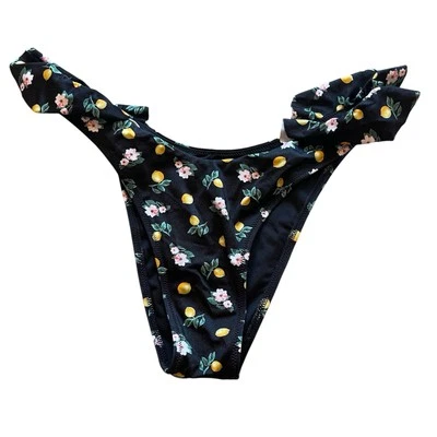 Victoria Secret Swim Bikini Bottom Lemon Print Yellow Green Black Brazilian - Image 1 of 4