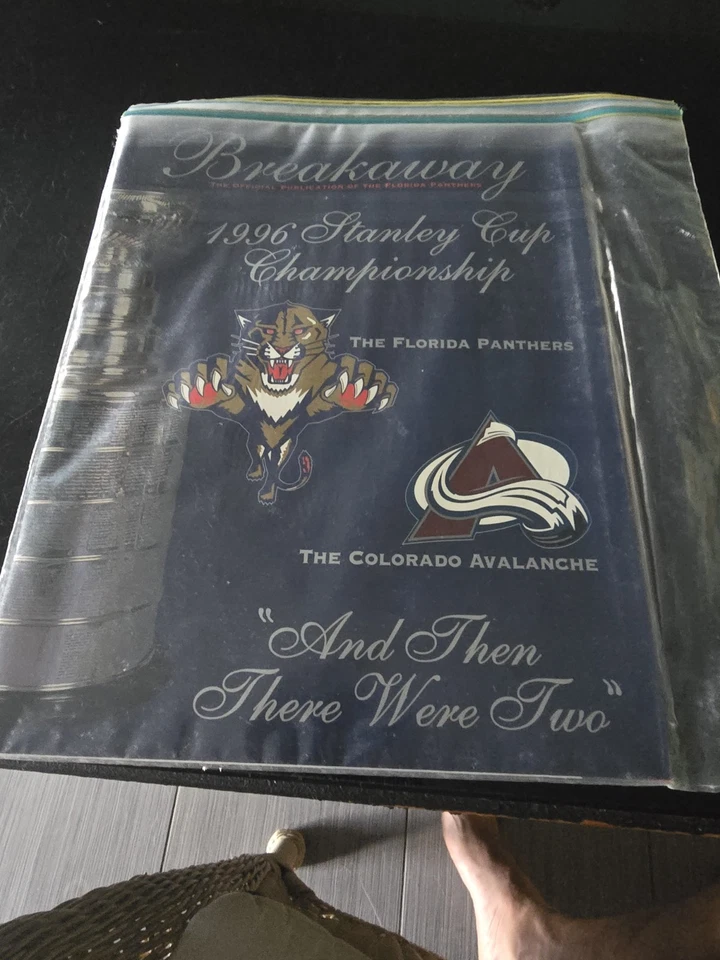 Florida Panthers vs Colorado 1996 Avalanche Stanley Cup programa de campeonato casi nuevo Foto 1 de 1