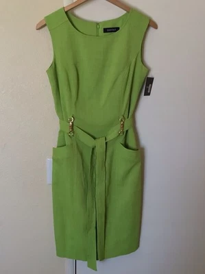 Vestido Ellen Tracy Talla 6 Nuevo con Etiquetas Verde Lima Funda Carrera Cóctel Abertura Normcore Retro Foto 1 de 4
