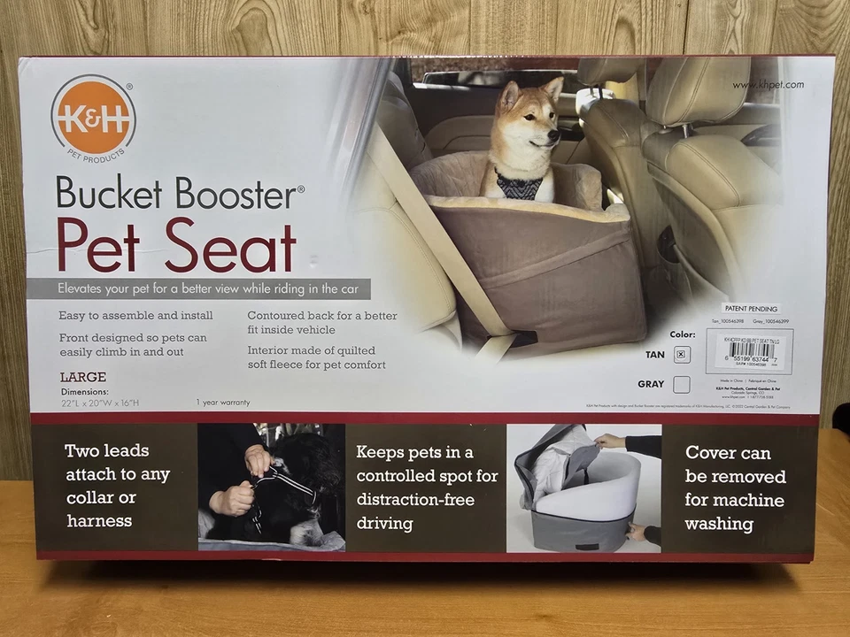 Bucket Booster Dog Car Seat, Seat Belt Secured, 2 Safety Leashes, Washable Co... - Image 1 of 2