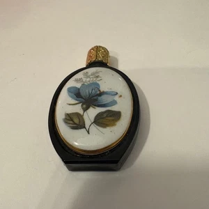 Vintage Austria Kobalt Glas blaue Blumen 2" schöner Parfum Flakon LEER - Bild 1 von 6