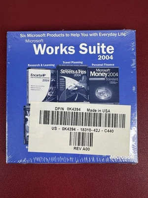 FACTORY SEALED Microsoft Works Suite 2004 PC Software Disc w/ Product Key - Image 1 of 4