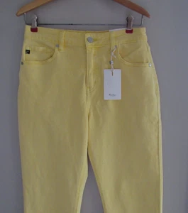 KanCan Jeans Damen 07/27 Gelb High Rise Straight Raw Hem Stretch Neu mit Etikett - Bild 1 von 14