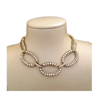 Collar de eslabones de cristal pavé enchapado en latón TOMMY BAHAMA NUEVO CON ETIQUETAS PRECIO DE VENTA SUGERIDO POR EL FABRICANTE $168 Foto 1 de 4