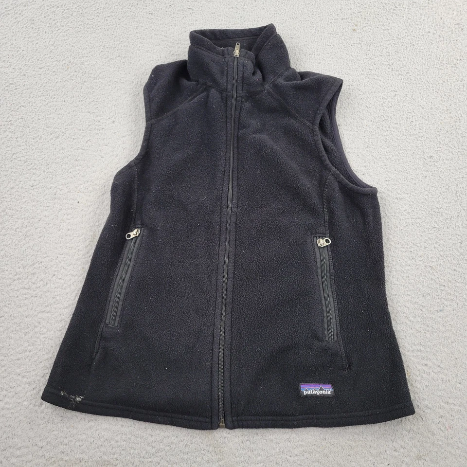Chaleco polar Patagonia Synchilla para mujer mediano negro bolsillos cremallera completa sin mangas Foto 1 de 4