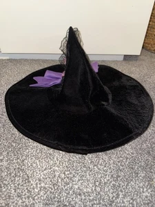 Disguise Inc. Black Velvet Witch Hat with Pink Lace-Up & Purple Bow - Picture 1 of 4