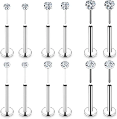 16G 18G 20G Threadless Push in Nose Rings Studs for Women Diamond CZ 2Mm 2.5Mm 3 - Image 1 of 3