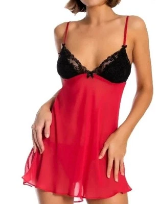 Nwt Linea Donatella Red Babydoll Chemise Sleepwear 2-Piece Set Size Small $ 68 - Image 1 of 3