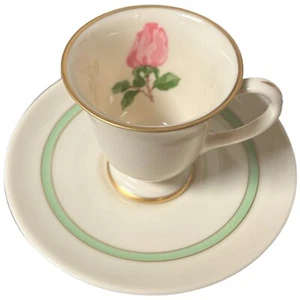 Vintage Tea Cup Saucer Set Demitasse Sized Franciscan Cherokee Rose California - Picture 1 of 7
