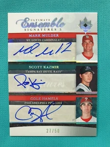 2006 ULTIMATE COLE HAMELS MARK MULDER SCOTT KAZMIR 27/50 TRIPLE AUTO ENSEMBLE A2 - Picture 1 of 7