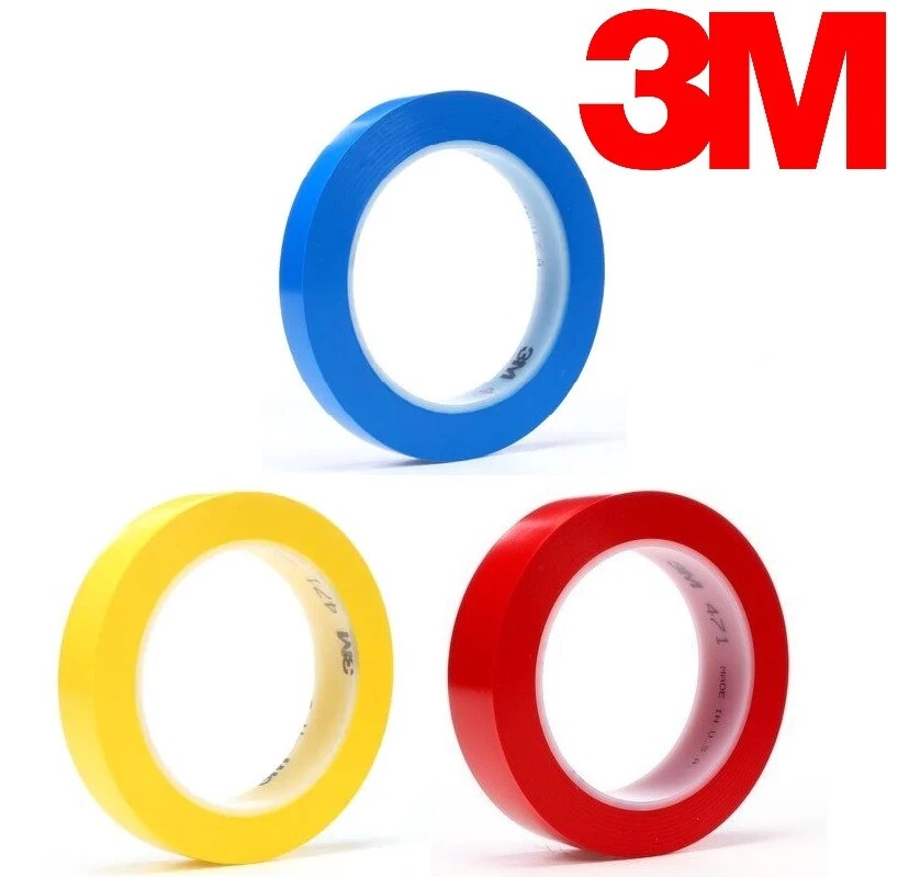 3M 471 Nastro Adesivo PVC Morbido Nastro Linea Ornamentale Nastro Contorno 33m Giallo Blu Rosso Scotch
