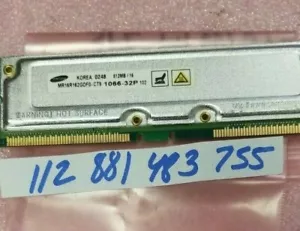 512MB RDRAM Rambus Rimm PC1066-32 1066-32P Non-Ecc Unbuffered 32x8 DUAL RANK - Picture 1 of 1