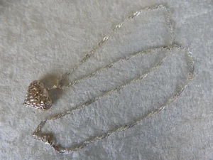 STERLING SILVER LARGE FILIGREE PUFFY HEART PENDANT NECKLACE MILOR CHAIN 14+ GRAM - Picture 1 of 8