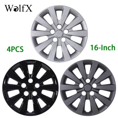 Set of 4 16" Black/Silver Hubcaps For 2011-2017 Nissan Leaf Snap On Wheel Covers - Изображение 1 из 4