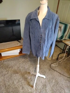 AMI 100% Suede Leather Jacket XXLARGE BLUE Coat - Picture 1 of 18
