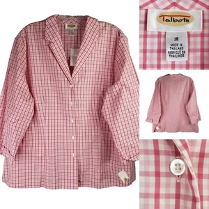 Talbots Shirt Pink Plaid Button Down Shirt LS Collared Womens Plus Size 18 XL - Picture 1 of 10