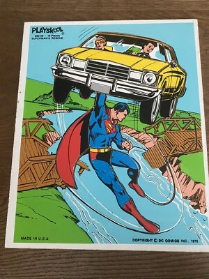 Rompecabezas de madera de colección 1976 Playskool 15 piezas Superman’s Rescue hecho en EE. UU. Foto 1 de 2