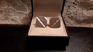 CUFF LINKS. GENTS 835 SOLID SILVER BEAUTIFUL VINTAGE DESIGN.SQUARE.17 MM X 17 MM - Picture 1 of 12