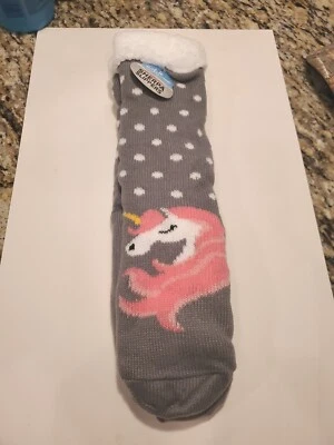 Mujer Sherpa Critter Vellón Calcetín Zapatilla Agarrado Unicornio Lunares Foto 1 de 3