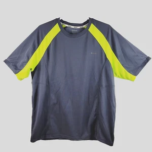 Reebok Sports Excercise Men's T-Shirt Sz L Short Sleeve Polyester Gray Yellow - Picture 1 of 12
