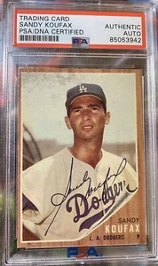 1962 TOPPS SANDY KOUFAX SIGNED LOS ANGELES DODGERS #5 AUTO HOF - Picture 1 of 2