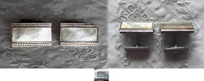 ALTE SILBERNE MANSCHETTENKNÖPFE - CUFFLINKS - PERLMUTT - 835er - Bild 1 von 2