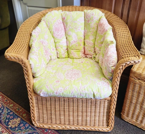Vintage Large West Germany Wicker Rattan Lounge Chair Buyer Pays Shipping Cover