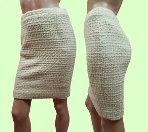 Vintage 90s Gianni Versace Couture Tweed Pencil Skirt EUR 40 Pale Green Cream - Picture 1 of 6