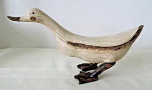 Folk Art Hand Carved Artisan Primitive Wood Standing Duck 12" L x6.5"T Vtg AZ41 - Picture 1 of 9