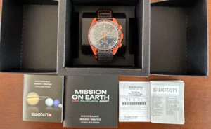 Swatch x Omega Moonswatch Mission To Earth LAVA Black Orange - Picture 1 of 6