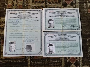 Lote 3 1944 Seamans Certificado ID Puerto San Francisco CA Leonard Thompson - Imagen 1 de 19