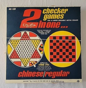 Vintage 1960's (2 in 1) OHIO ART Chinese Checkers Metal Board Game #538 - Picture 1 of 18