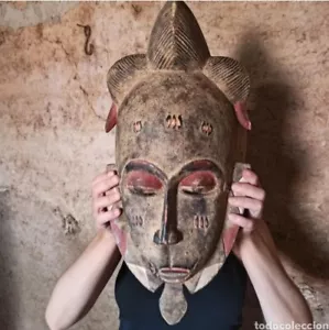 ANTIGUA MÁSCARA BAOULÉ O BAULÉ DE COSTA DE MARFIL / GRAN TAMAÑO 53CM / MASK - Imagen 1 de 12