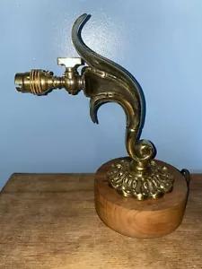 Heavy Antique Brass Wall Gas Lamp. Refurbished To Electric Table Lamp - Picture 1 of 22